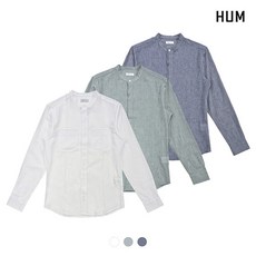 HUM 남 추연사 솔리드 차이나카라 셔츠 FHNECSL115M