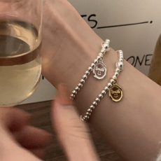 심플 여자 은볼팔찌 패션 레이어드 은팔찌