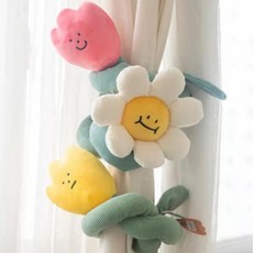 커튼카이백 데플 스마일 데이지 커튼묶기 커텐홀더 타이 끈장식 커텐인형 커튼악세사리 커튼부자재, 1개, 스마일데이지