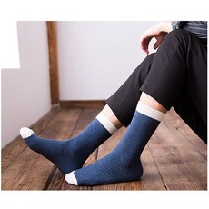 야구양말 남성가을 겨울두터운 노트비지니스 남자양말 중목 남자 심플 하이웨스트 단색 면양말, 기본