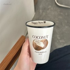 chunkeer코코넛 머그 아침 그릇 도자기 가정용 식기WA207, 스타일 1, 1개