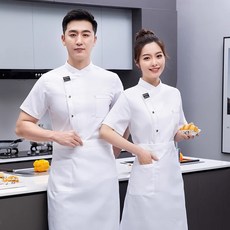 반팔 조리사복 남여공용 위생복 한식 중식 일식 제과제빵 쉐프복 상의+앞치마 Cook's clothes - 조리복상의