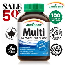 캐나다 국민 브랜드 1위 Jamieson 자미에슨 최대 60% 100% 컴플릿 성인 남성 멀티 종합비타민 100% Complete Multivitamin Man, 90정, 6개
