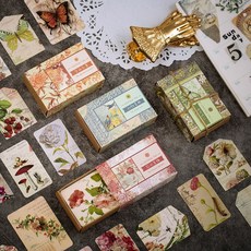알폰스무하 새 꽃 빈티지 종이 태그 페이퍼 다꾸 4종, 3.야생화(ST-947)