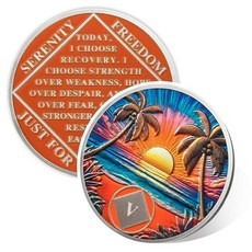 Beach Sunset 25 Year Sobriety Coin Affirmation NA Coin Addiction Recovery Twenty-Five Year Sober, 5년