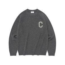 COVERNAT 미들 C 로고 크루넥 니트 멜란지 그레이 108378