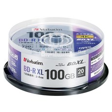 Verbatim 바베이텀 1회 녹화용 블루레이 디스크 BD-R XL 100GB 20장 화이트 프린터블 편면 3층 2-4배속 VBR520YP20SD4