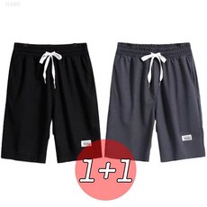 YLEMI 1+1 남성 반바지 와플 5부 팬츠 캐주얼 비치 팬츠 트레이닝 바지