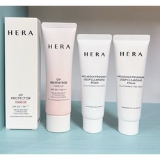 HERA 헤라 UV프로텍터 톤업선크림 50ml+ 멜라솔 딥 클렌징 폼 50mlx2개 오늘출발