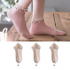양말 여름 얇은 중간 스타킹 여선 양말 러블리 레이스 진주 양말
