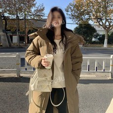 여성 롱 구스 베이직 따뜻한 오버핏 롱패딩