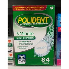 Polident antibacterial denture 3 minute cleanser 미국직구 폴리덴트 향균 의치 틀니 클렌저 85개입 2팩, 1개
