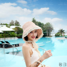 굿데이 컴퍼니 여자 레이스 챙넓은 밀짚 페도라 여름 비치모자 자외선 차단 lNBZ07