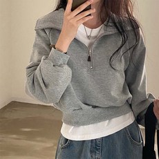 어반룩북 카라 긴팔 루즈핏 맨투맨 집업 티셔츠
