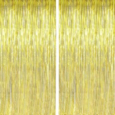 2팩 3ft x 8.3ft 골드 메탈릭 틴젤 프린지 커트 사진 부스 생일 축하 파티 장식: 브라이달 샤워 베이비 샤워 바첼로레트 축하, 단일옵션