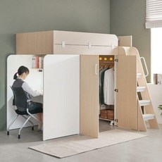 e스마트 시크릿 책상형 2층 벙커침대 풀세트, 메이플