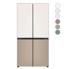 [색상선택형] LG전자 디오스 오브제컬렉션 4도어 냉장고 글라스 875L M873AAA031, 베이지(상단)+클레이브라운(하단),
