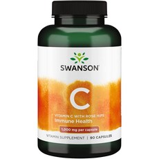 Swanson 비타민 C with 로즈 힙 1000mg 캡슐, 2개, 90정