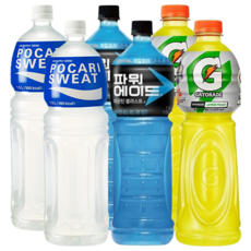 [한번에먹자] 포카리스웨트 1.5L 2개 + 파워에이드 1.5L 2개 + 게토레이 1.5L 2개 / 총 6페트 이온음로 3종 갈증해소
