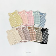 라임앤블루 체크 누빔 수면조끼 숏 어린이집 유치원 실내 추천
