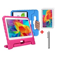갤럭시탭4 10.1 에바폼 커버 케이스+액정필름+터치펜 SM-T530 T536 어드밴스 케이스나라 웅진북패드 북클럽 빨간펜 교원 구몬학습 카카오키즈탭 advanced, 핑크