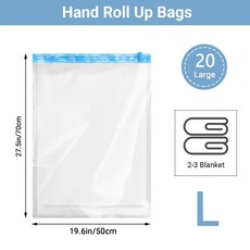의류 보관 진공 여행 공간 필수품 20 압축 팩 여행용 절약 가방 정리함, 20개, 9) Show in Picture - 20 Pack L