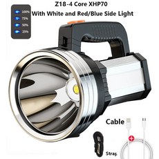 휴대용 슈퍼 브라이트 LED 스포트라이트 손전등 P70.2 토치 충전식 장착 브래킷 낚시 조명 100W, [06] Z18-P70, [01] No Bracket, 1개, 01 Z18