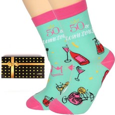 Luhiew 50번째 생일 재미있는 선물 여성용 크루 양말 50대 여성을 위한 크리스마스 선물 멀티