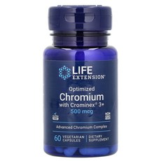 Life Extension 최적화된 크로뮴과 Crominex 복합제 3+ 500mcg 베지 캡슐 60정, Life Extension 최적화된 크..., 1개