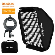 Godox S2 스피드 라이트 플래시 홀더 브래킷 Godox V1 TT685 V860II TT350 AD200 플래시용 보웬 마운트 포함 소프트 박스 허니콤 그리드, 50x50cm Softbox