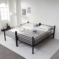 미코퍼니처 레덴 철재 패밀리침대+견면 매트리스 블랙  상품 이미지