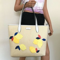312740 케이트스페이드 Ash Straw Lemon Zest 라지 토트백 가방