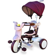 에이블 트라이크 iimo Folding 3 in 1 세발자전거 - 1-3세용 프리미엄 푸시 핸들이 있는 Japan Design 유아용 자전거 Stroll N Trike 유모차 세발, [01] 갈색