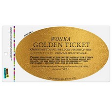 Willy Wonka and The Chocolate Factory Golden Ticket Automotive Car Refrigerator Locker Vinyl Euro O, 1개, Multi - 웡카바이닐