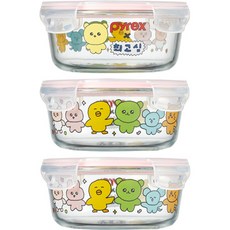 파이렉스 최고심 4면 원형 밀폐용기, 3개, 650ml