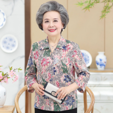 반팔셔츠룩 반팔셔츠남방 중노년층 봄옷 여성 60대 70 엄마 여름옷 할머니 아내 코트 노인
