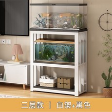 축양장 어항 받침대 선반 철제 수조 원목 우드 다이, 7. 흰색 프레임+검정 상판