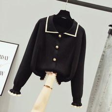 POLO 넥 상의 블랙 여성 룩 겨울 가을 옷 와이드 루즈핏 아우터