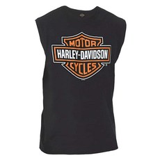 HarleyDavidson 남성용 클래식 바 & 쉴드 로고 민소매 머슬 티 블랙 블랙., Large