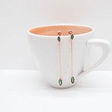 925Silver 에메랄드큐빅 드롭 귀걸이