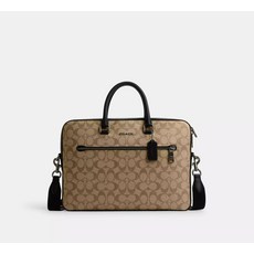 코치 에단 슬림 브리프 시그니처 캔버스 서류가방 CR270 건메탈 카키 블랙