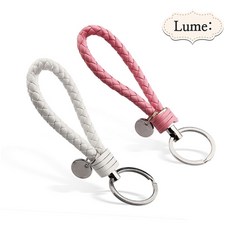 Lume: 로프 스트랩 자동차 키링 키홀더 2개세트, 화이트+핑크