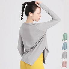  하이요 여성 언밸런스 밑단 요가복 필라테스 상의 4 Color 