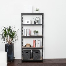 [골드퓨쳐]하트랙 철제 무볼트 조립식 앵글 선반 가로 90cm 깊이40cm 높이 180cm 5단, 블랙