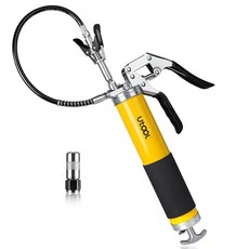 UTOOL 그리스 건 7000 PSI 튼튼한 피스톨 그립 그리스 건 세트 396.9g(14온스) 하중 45.7cm(18인치) 스프링 플렉스 호스 작동 커플러 2개 연장 리, UTGG05
