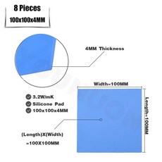 YOUNUON 청색 흰색 녹색 콤비네이션 열 패드 냉각 전도성 실리콘 100x100x0 5mm 1mm 1 5mm 2mm 2 5mm 3mm 4mm 5mm 8, 8PCS-PINK