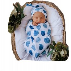 겉싸개 Swaddle Sack Baby Cocoon Swaddle Wrap Match Top Knot Hat이 포함된 신생아 Sage Swaddle 슬립 Sack - 신생아 사, 단일옵션