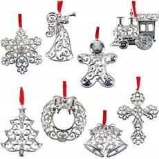 크리스마스 종 레녹스 스파클 및 스크롤 크리스마스/홀리데이 [실버-Plated](8-Set Sparkling Gems 설정):, 단일옵션