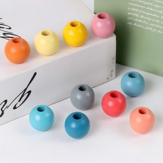 컬러 우드볼 원형 나무구슬 마크라메 비즈 팔찌 DIY 공예 16mm 10P, 공예우드컬러볼 화이트 A