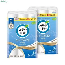 깨끗한나라 순수 프리미엄 슈퍼롱 40m x 30롤 x 2, 1개